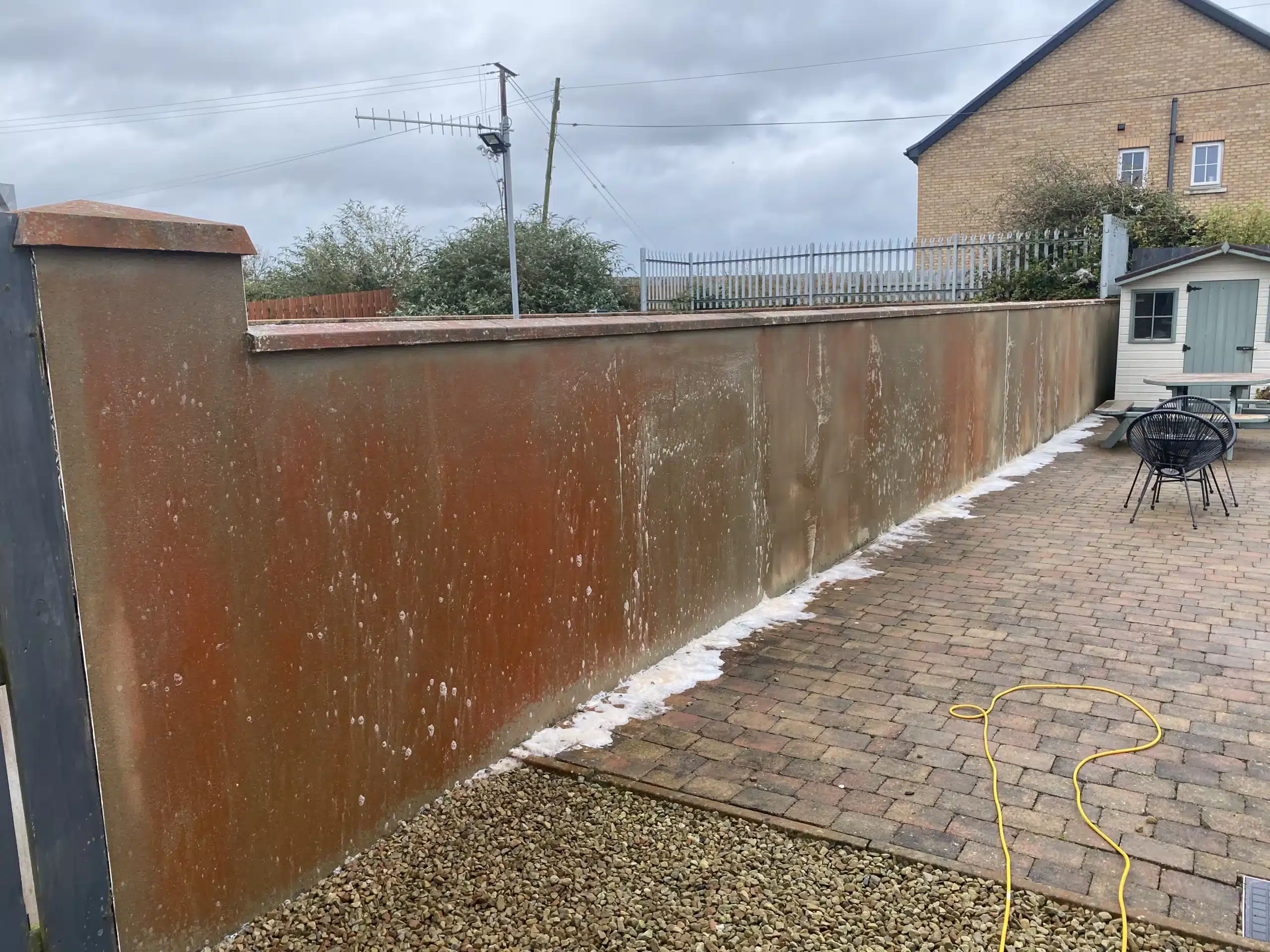 Exterior wall ready for soft washing